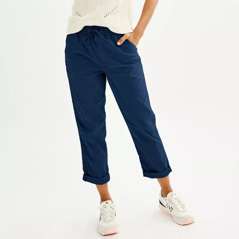 Petite L Sonoma Goods For Life Easy Paper Bag Waist Capri Pants In Blue